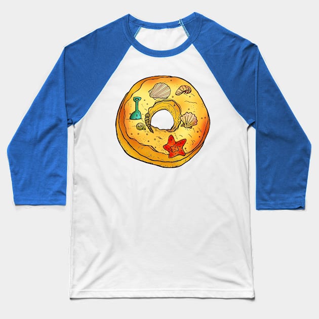 Beach Donut Baseball T-Shirt by minniemorrisart